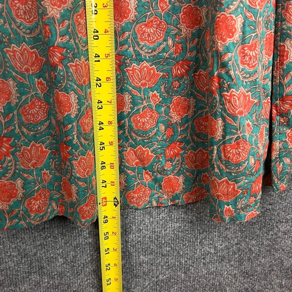 NEW Natural Life XL Women Teal Orange Floral Button Down Madi Dress - Picture 7 of 9